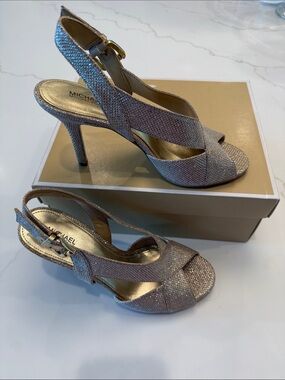 MICHAEL Michael Kors Rose Gold Metallic Slingback Heels